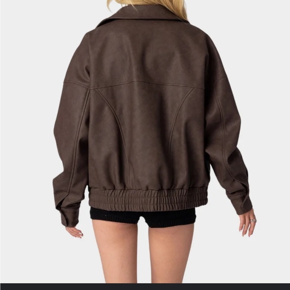 Edikted Mori Oversized Faux Dark
Leather Jacket in size small - Picture 4 of 16
